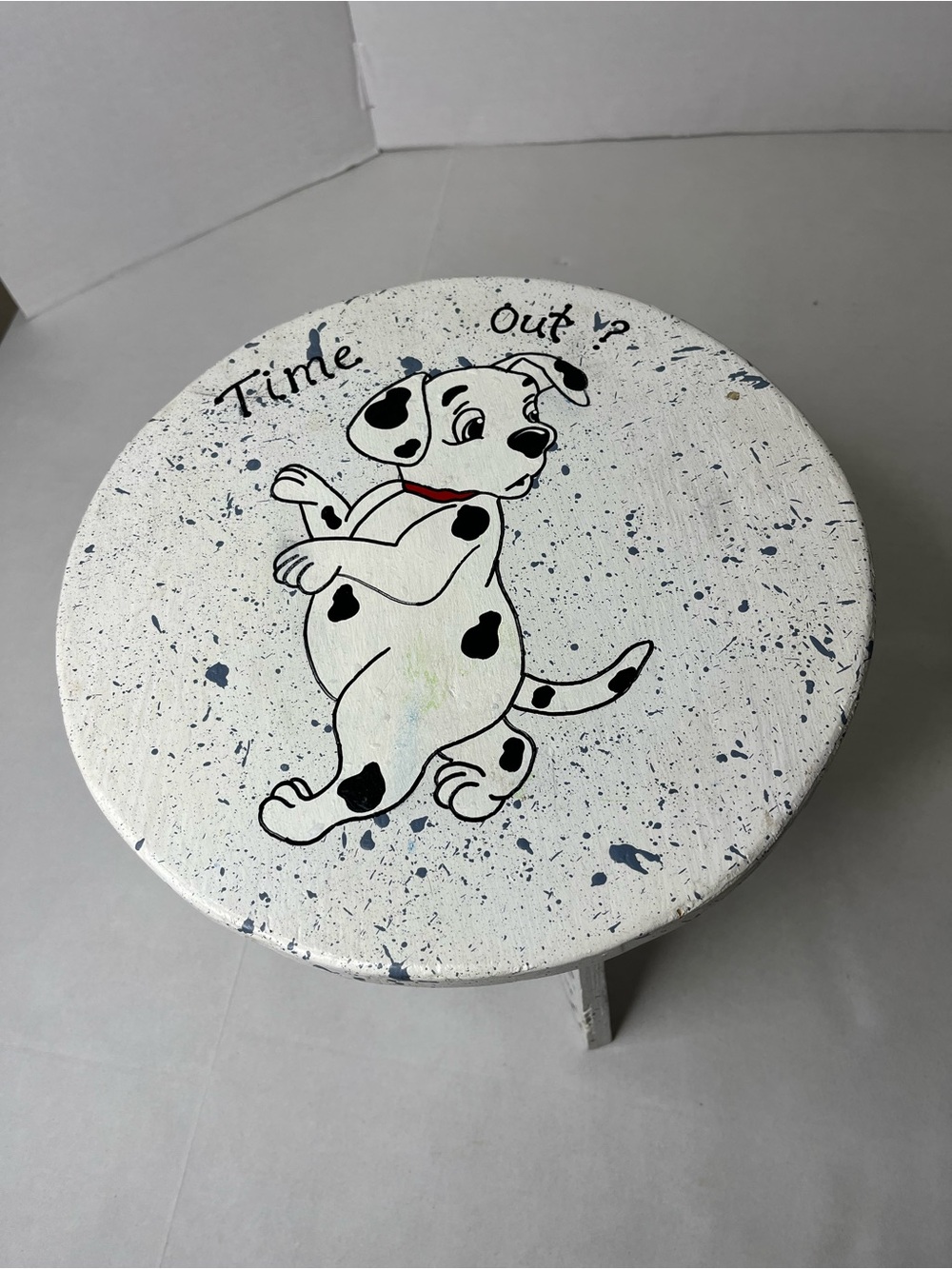 White Dalmatian Accent Stool – Home Accents